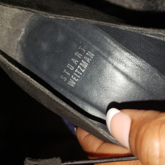 Stuart Weizman bl suede with heel, leather soles. 7M. - Picture 6 of 8